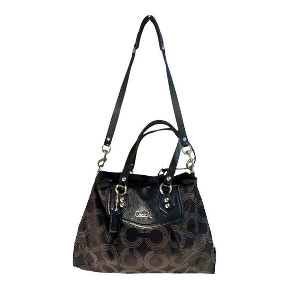 Coach Ashley C Optic Art Carry All Leather Satchel Bag - Picture 1 of 12